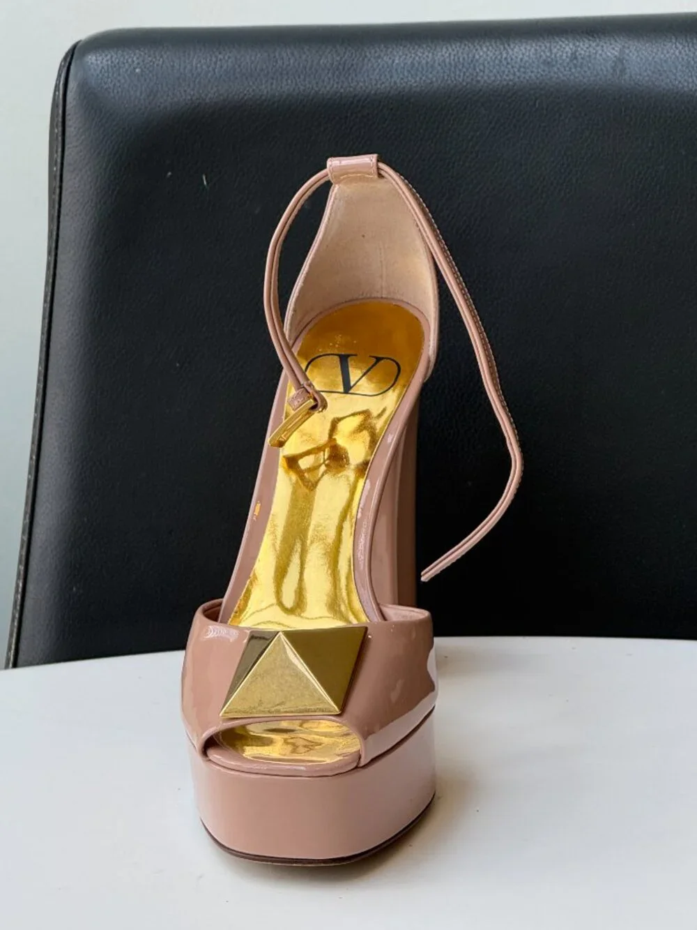 Valentino Garavani Maxi Stud Platform open toe heels US 6.5